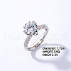 Mother's Day Rings Flat Round Platinum Brass Adjustable Ring with Cubic Zirconia EG7863-19-1