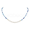 Boho Glass Beads & Shell Pearl Beaded Necklaces NJEW-JN04975-4