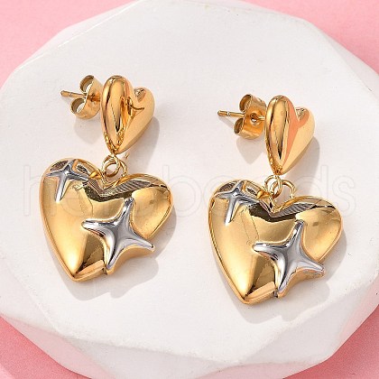 304 Stainless Steel Dangle Stud Earrings EJEW-V016-12G-1