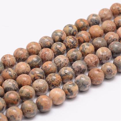 Natural Yellow Leopard Skin Jasper Bead Strands G-K153-B44-6mm-1