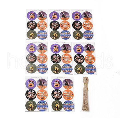 Paper Round Hanging Tags Candy Box Cookies Bag Message Cards for Halloween HJEW-E004-01-1