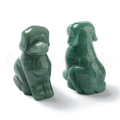 Natural Green Aventurine Carved Healing Dog Figurines DJEW-F025-01C-1