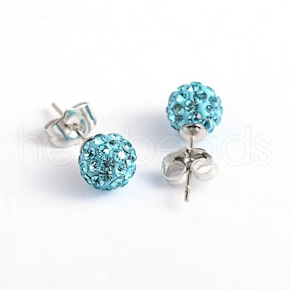 Polymer Clay Rhinestone Ball Stud Earrings EJEW-O041-02A-1