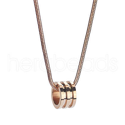 Stylish Stainless Steel Grooved Column Pendant Necklace for Women's Daily Wear NI8440-3-1