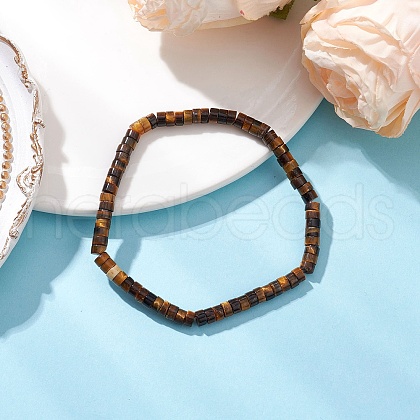 Natural Tiger Eye Beads Stretch Bracelets for Men Women BJEW-JB11670-05-1