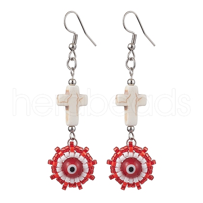 Glass Seed Beads Dangle Earrings EJEW-MZ00219-01-1