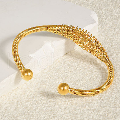 Stylish 304 Stainless Steel Spring Wire Cuff Bangles XA6036-2-1