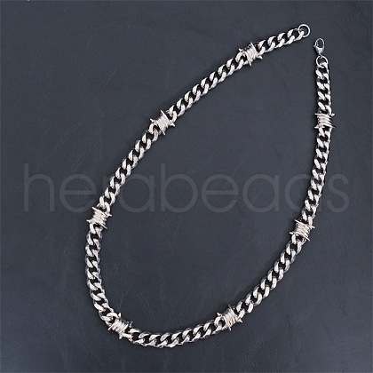 304 Stainless Steel & Zinc Alloy Thorned Cuban Link Chain Necklaces for Men FS-WGE9529-03-1