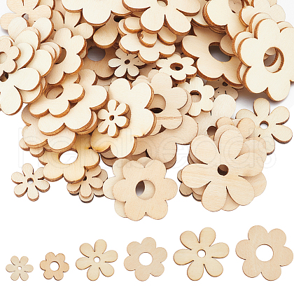 SUNNYCLUE 100Pcs Wooden Cabochons WOOD-SC0001-72-1