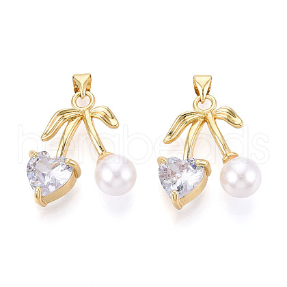 Brass Micro Pave Cubic Zirconia Pendants KK-N265-15G-1