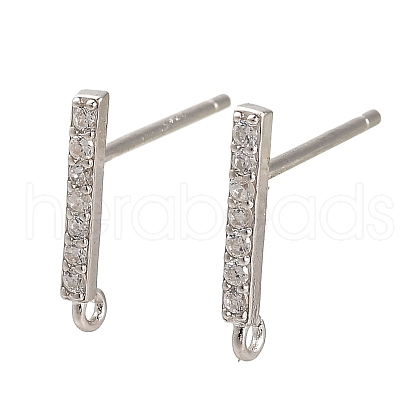 Rhodium Plated 925 Sterling Silver Ear Stud Findings STER-F058-01P-04-1