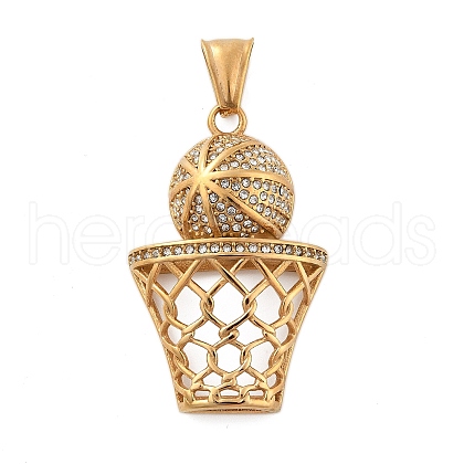 304 Stainless Steel Rhinestone Pendants STAS-G346-54G-1