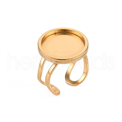 201 Stainless Steel Cuff Pad Ring Settings STAS-S080-040D-G-1