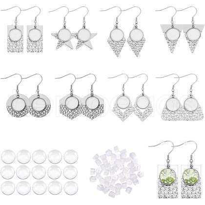 CHGCRAFT 16Pcs 8 Style 304 Stainless Steel Earring Hooks STAS-CA0001-84-1