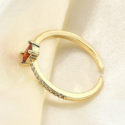 Brass Micro Pave Cubic Zirconia Cuff Rings for Women RJEW-H247-19G-02-1