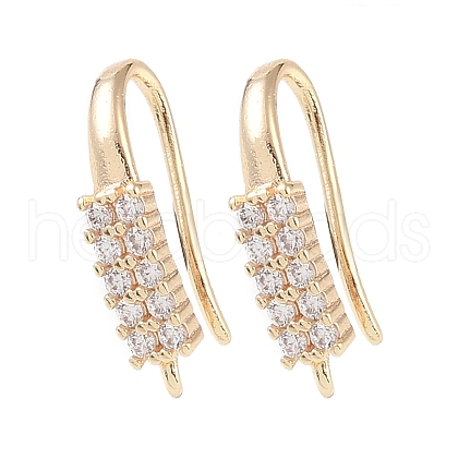 Brass Micro Pave Cubic Zirconia Earring Hooks KK-U008-14G-1
