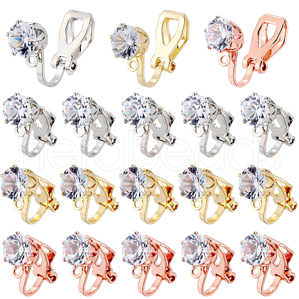 SUNNYCLUE 30Pcs 3 Colors Brass Clip-on Earring Findings KK-SC0003-87-1