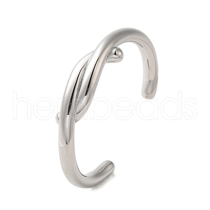 304 Stainless Steel Wire Wrap Cuff Bangles BJEW-Q773-06E-P-1