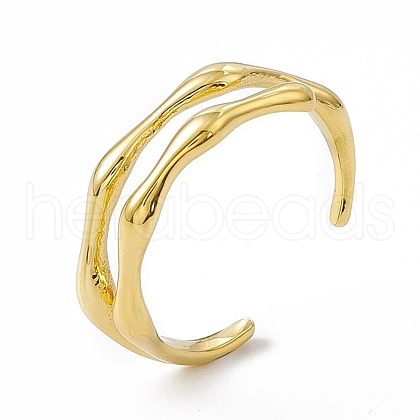 Ion Plating(IP) 304 Stainless Steel Cuff Ring for Women RJEW-C060-47G-1