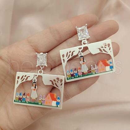 Alloy Rhinestone Stud Earrings FS-WGE0AD6-02-1