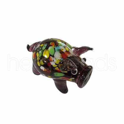 Handmade Lampwork 3D Pig Figurines PW-WG36639-05-1