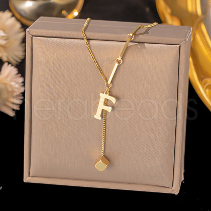 304 Stainless Steel Cube Initial Pendant Necklaces FS-WG9AF3A-23-1