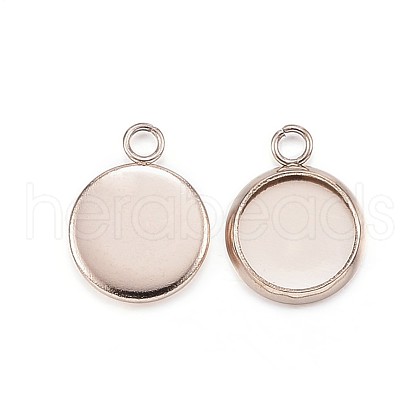Ion Plating(IP) 304 Stainless Steel Pendant Cabochon Settings STAS-G127-13-8mm-RG-1