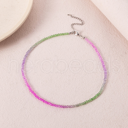 Bohemian Styles Faceted Round Glass Seed Beaded Necklaces for Women WGF25DA-06-1