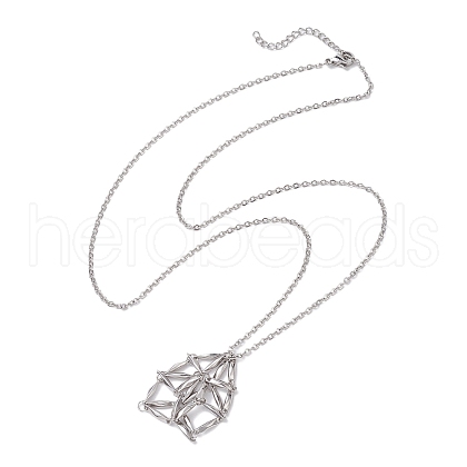 Crystal Stone Cage Pendant Necklaces NJEW-JN04757-03-1