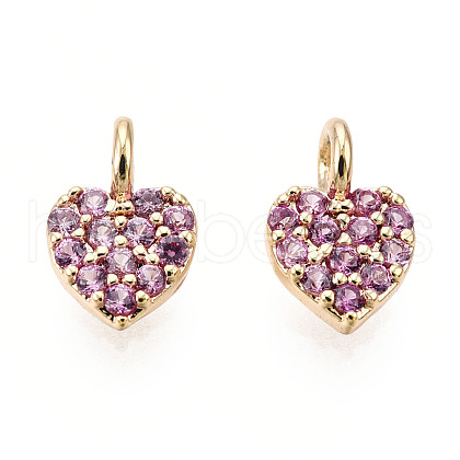 Brass Micro Pave Cubic Zirconia Charms KK-P157-14G-01B-NF-1