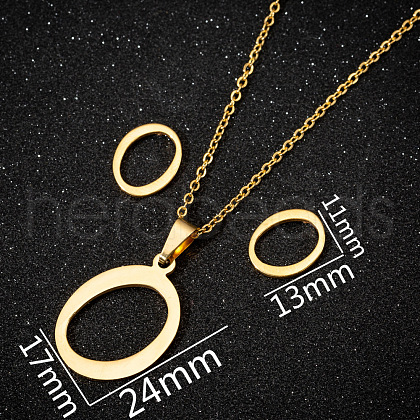 201 Stainless Steel Pendant Necklaces & Stud Earrings Sets WG00841-22-1