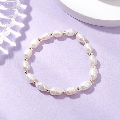 Natural Cultured Freshwater Pearl Beads Stretch Bracelets for Women BJEW-JB11593-1