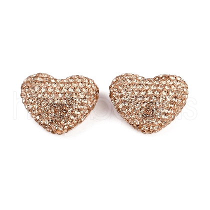 Heart Shaped Polymer Clay Rhinestone Beads CLAY-NH0002-02F-1