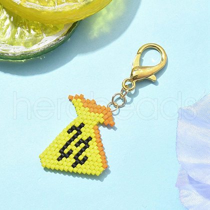 Money Bag MIYUKI Delica Beaded Pendant Decorations HJEW-MZ00200-1