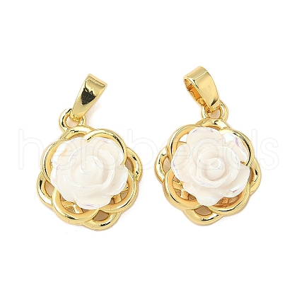 Brass Resin Pendants KK-B139-16G-02-1