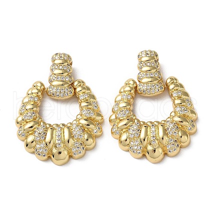 Rack Plating Brass Micro Pave Clear Cubic Zirconia Pendants KK-M268-03G-1