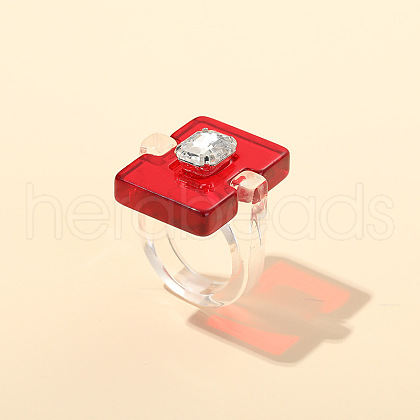 Resin Rhinestone Finger Rings for Women FS-WG5C33D-04-1