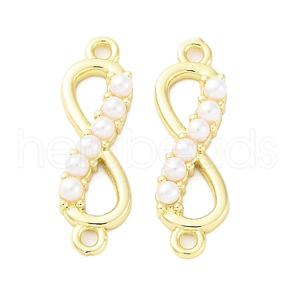 Brass & ABS Imitation Pearl Infinity Connector Charms KK-D325-03G-1