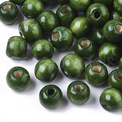 Dyed Natural Wood Beads X-WOOD-Q006-10mm-15-LF-1