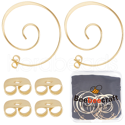 Beebeecraft 4 Pairs Brass Ear Studs EJEW-BBC0001-48-1