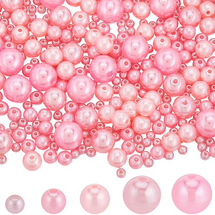 SOFPLATE 1830Pcs 5 Styles ABS Plastic Imitation Pearl Beads OACR-SP0001-01A-1