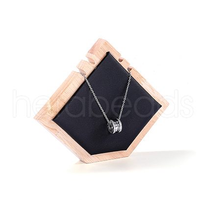 Pointed Pentagon Wood Covered with PU Leather Two Necklaces Display Stands PAAG-PW0008-005C-02-1
