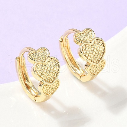Heart Brass Hoop Earrings EJEW-Z102-15G-1
