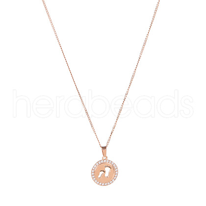 Round with Rhinestone and Footprint Pendant Necklaces RV0374-2-1