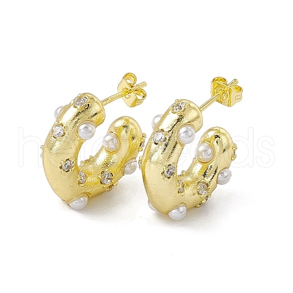 Rack Plating Brass Clear Cubic Zirconia Stud Earrings for Women EJEW-M213-29G-1