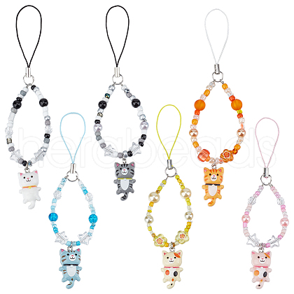 Glass & Resin Mobile Straps HJEW-BC00030-1
