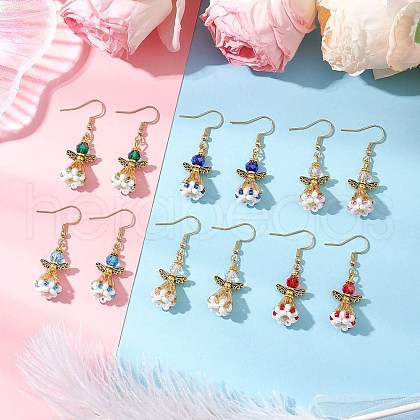 Angel Handmade Glass Seed Beads Dangle Earrings for Women EJEW-MZ00395-1