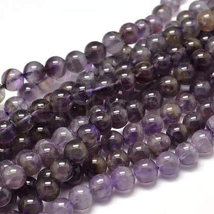 Natural Amethyst Round Bead Strands G-I168-08-10mm-1