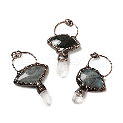 Natural Quartz Crystal & Labradorite Nuggets Big Pendants G-D468-19R-1
