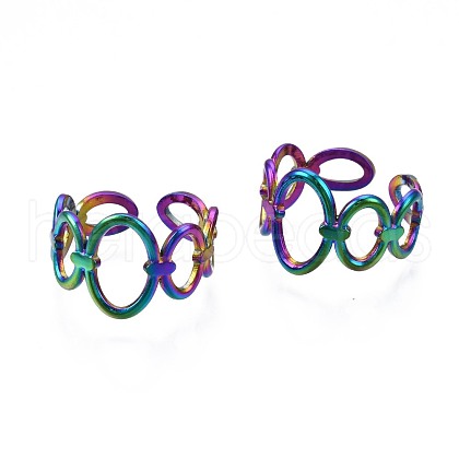 304 Stainless Steel Oval Wrap Cuff Ring RJEW-N038-099-1